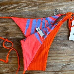 Maaji Women's Orange and Purple Bikini Medium reversible